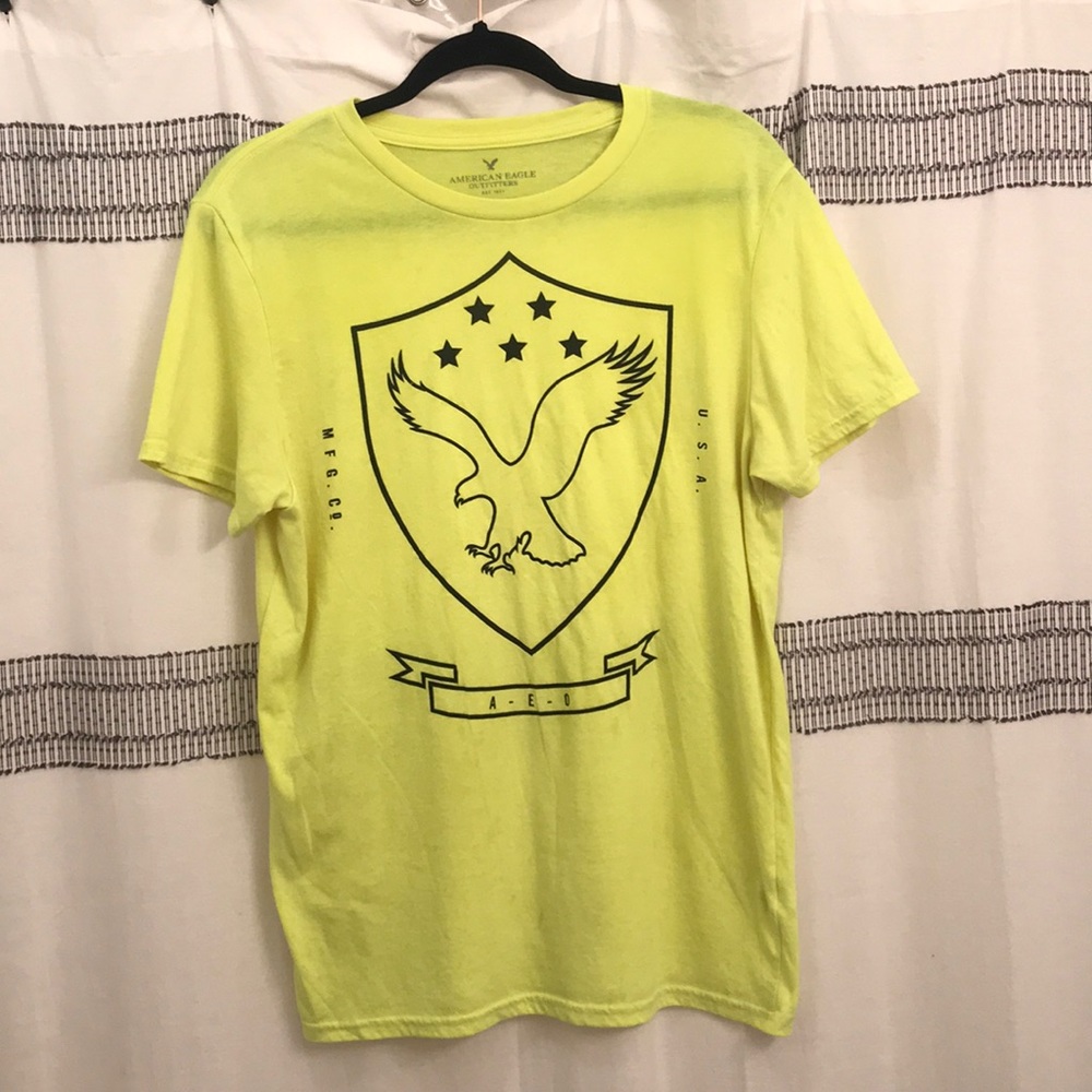 neon yellow american eagle shirt!!